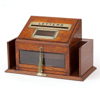 Antique Oak Brass Mounted Hotel or Country House Letterbox with Telegram Drawer and Correspondence Slots
