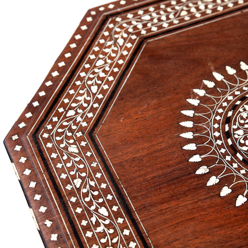 Antique Sheesham wood inlaid Hoshiarpur Anglo Indian folding table. (c.1890).