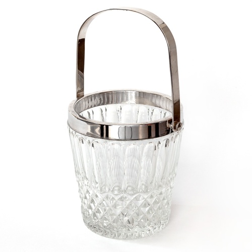 Extremely Heavy Lead Crystal and Silverplate Champagne Bucket