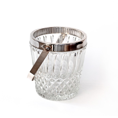 Extremely Heavy Lead Crystal and Silverplate Champagne Bucket