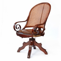 Extremely Rare Bentwood Revolving Cane Backed Desk Chair