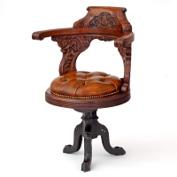 Polished Antique Oak Heavily Carved Ships Chair