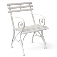 Wood Slatted Cast Iron Arras French Garden Chair