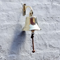 Heavy Gauge Brass Wall Mounted Bell with Original Clapper