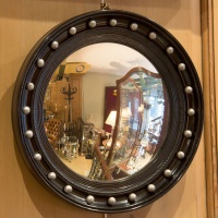 16.5" Ebonised Convex Mirror with Silver Balls
