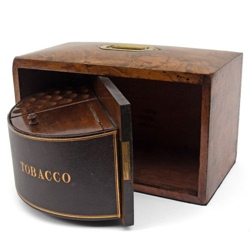 Rare Burr Walnut Locking Gentleman’s Cigar and Tobacco Box (c.1893)