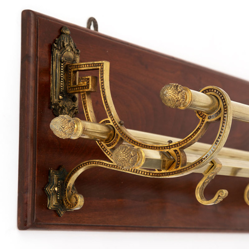 Chunky Bass Coat Rack with Beautifully Cast Mounting Plates and Acorn Finials