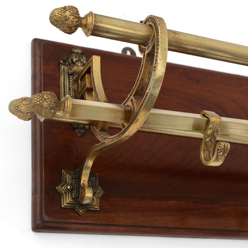 Chunky Bass Coat Rack with Beautifully Cast Mounting Plates and Acorn Finials