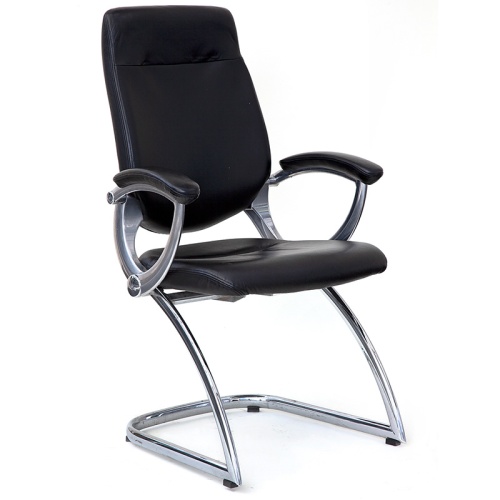 Polished Cast Alloy and Leather Desk Chair