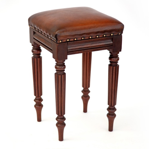 William IV Mahogany High Stool with Turned and Reeded Tapering Legs