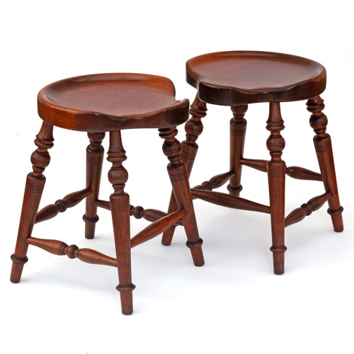 Unusual and Attractive Pair of Scalloped Edged Mahogany Stools