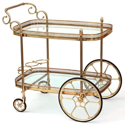 Decorative and Elaborate French Brass Penny Farthing Bar Cart