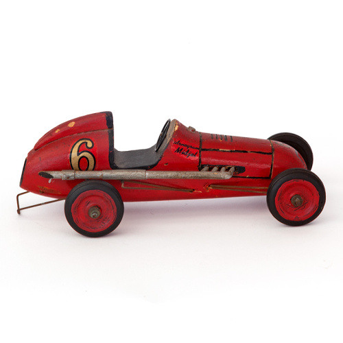 Unusual 1930's wooden toy racing car original paint
