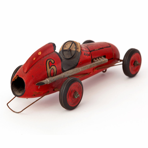 Unusual 1930's wooden toy racing car original paint