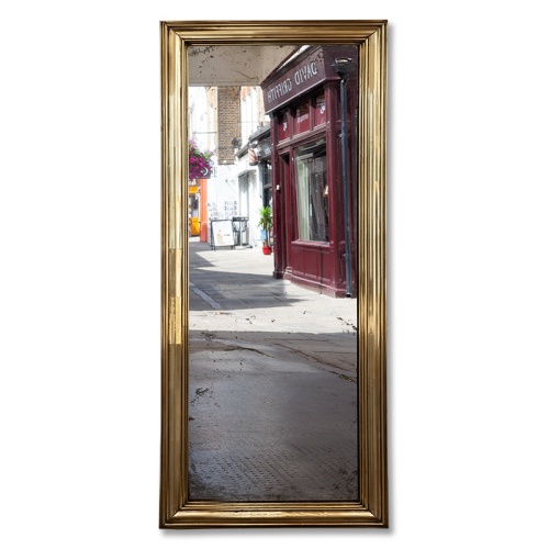 Early Tall French Pier Bistro Mirror with Distressed Plate