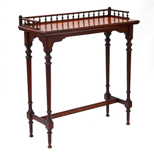Shallow Antique Polished Oak Galleried Console Table by Trevor Page & Co (c.1890)
