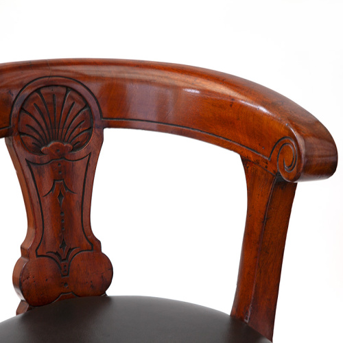 Antique Polished Plum Pudding Mahogany Swivelling Ships Chair (c.1900)