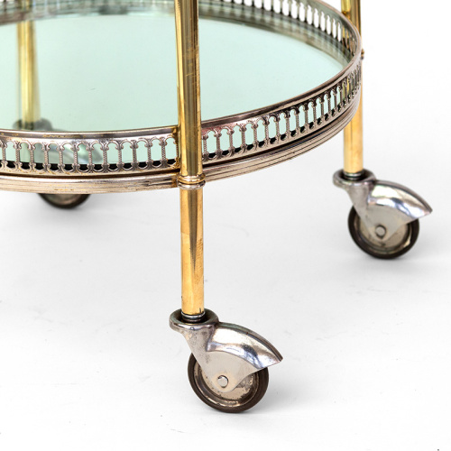 Small Three Tier Brass and Glass Etagere or Drinks Trolley