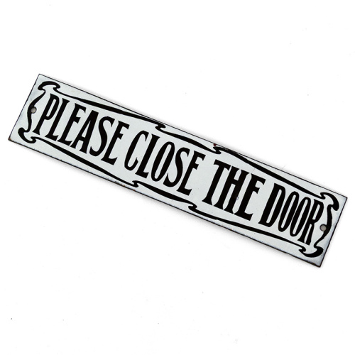 Rare and Unused Antique Enamel 'Please Close the Door' Sign