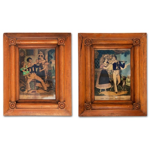 `The Sailors Fairwell` and `The Sailors Return` Antique Framed Prints 