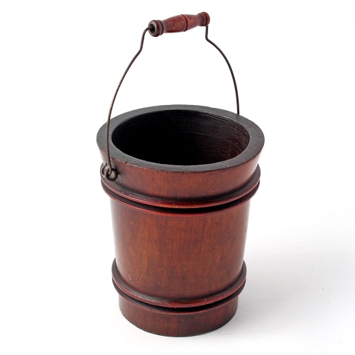 Turned Mahogany Miniature Bucket with Swing Handle