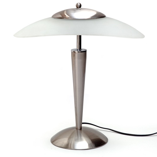 Brushed Steel and Frosted Glass Late 20th C. Table Lamp