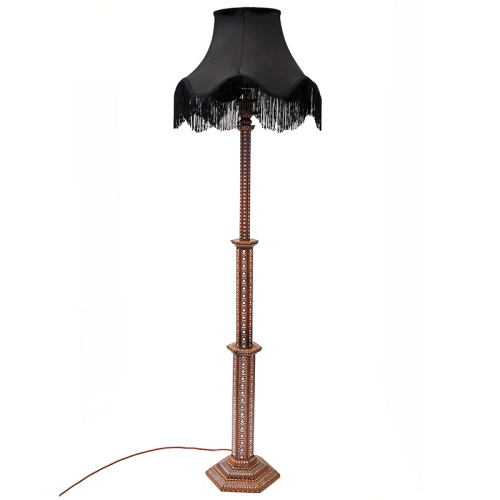 Rare Antique Anglo Indian Hoshiarpur Inlaid Standard Lamp