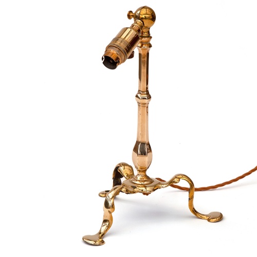Brass Tripod Pullman Table Lamp with Original Bakelite Switch
